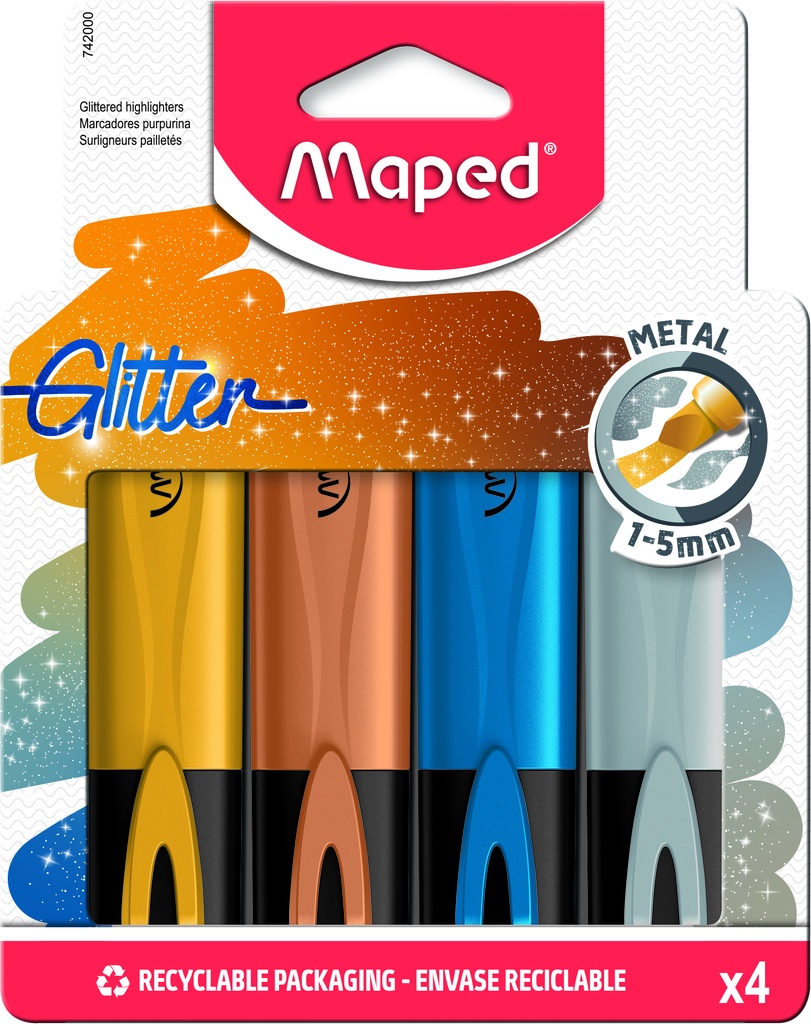 FLUOPEPS METALLIC HIGHLIGHTER, BOX OF 4