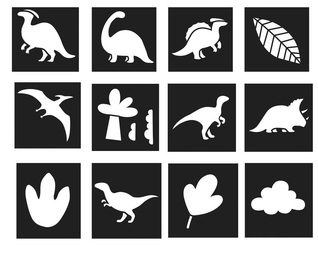 DINOSAUR STENCILS, 12PCS