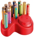 WOODY CRÉATIVE SET - SUPPORT AVEC 15 CRAYONS ASS. + 1 TAILLE-CRAYON