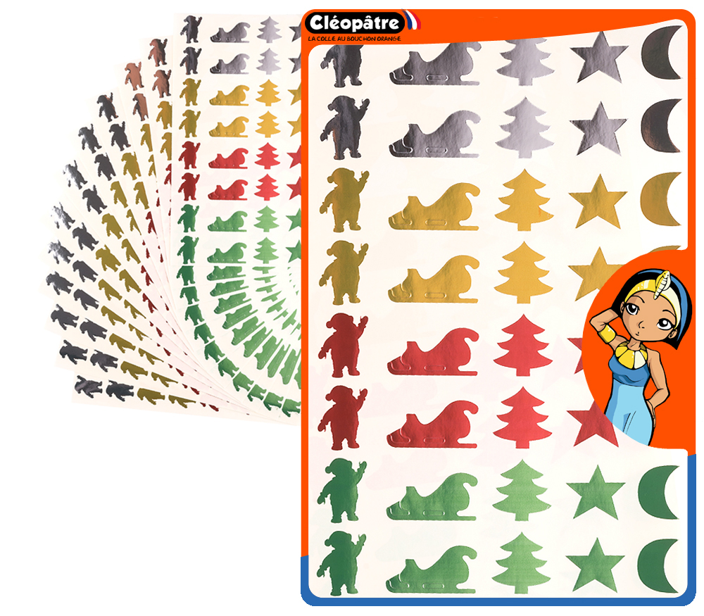 Zelfklevende stickers kerst metalen decoratie, 24 vellen