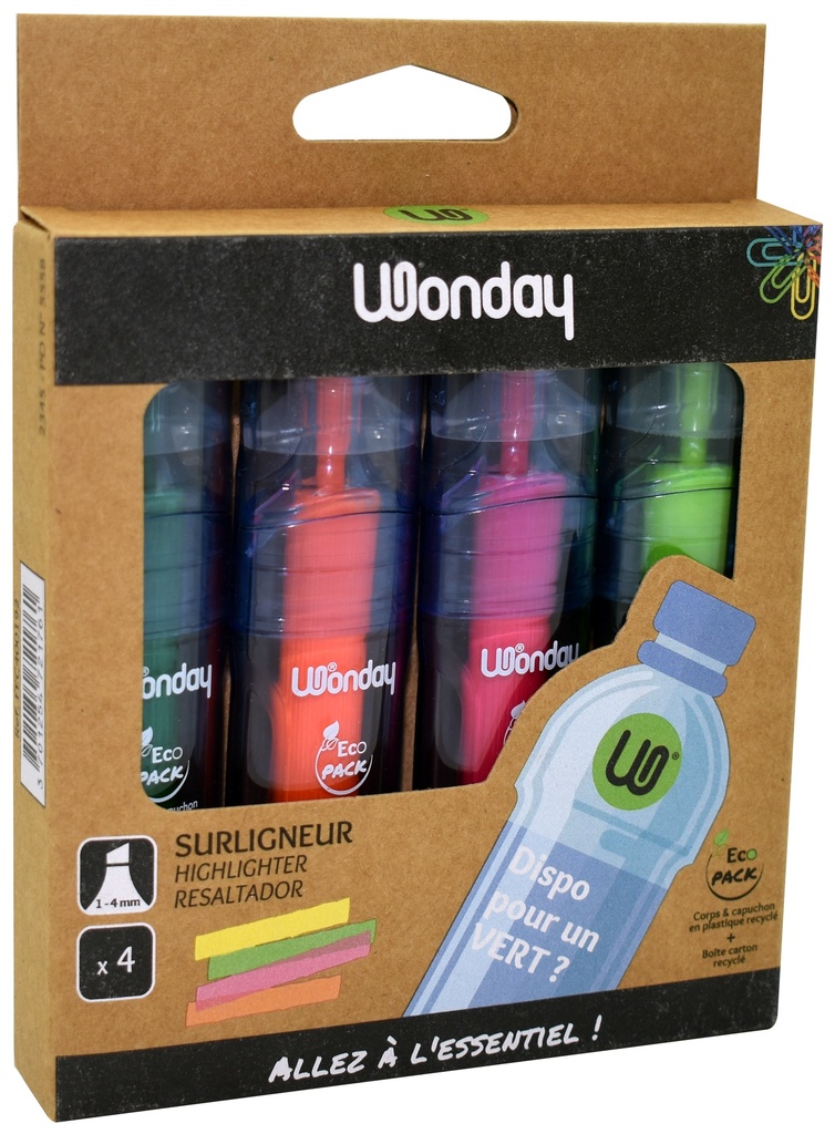 "ECO PACK" FLUORIETMARKERS, DOOS VAN 4