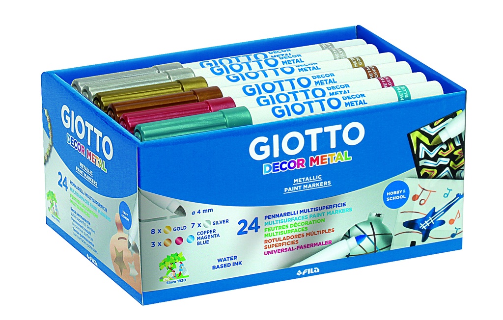 GIOTTO METAL DECOR MARKERS, SCHOOLPAK VAN 24
