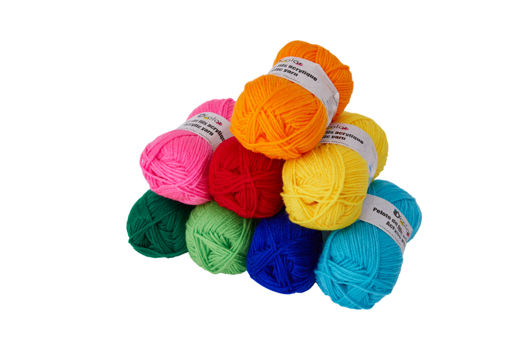 BRIGHT COLOURED BALLS OF WOOL, PACK OF 8