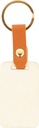 Rechthoekige sleutelhanger van hout en kunstleer