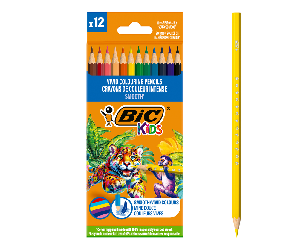 BIC KIDS SMOOTH BUNTSTIFTE, BOX MIT 12 STÜCKEN