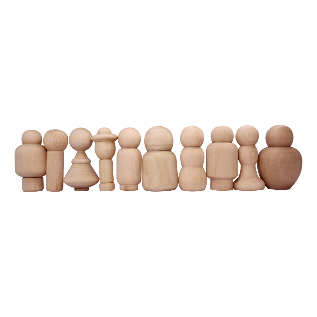 WOODEN FIGURES, SET OF 10