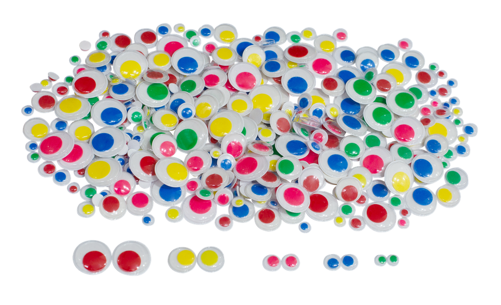 YEUX MOBILES ADHÉSIFS RONDS COLORÉS, SCHOOLPACK