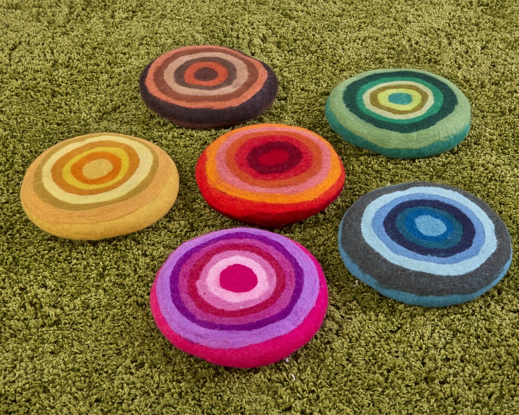 REGENBOOG VILT KUSSENS, SET VAN 6