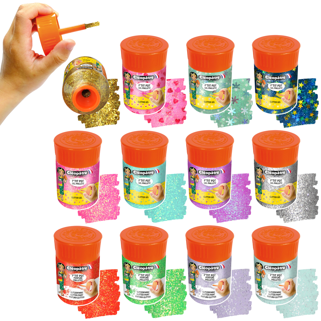 KLEINE GLITTERPOTJES, SET VAN 12