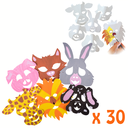 KARTONNEN DIERENMASKERS, SET VAN 30
