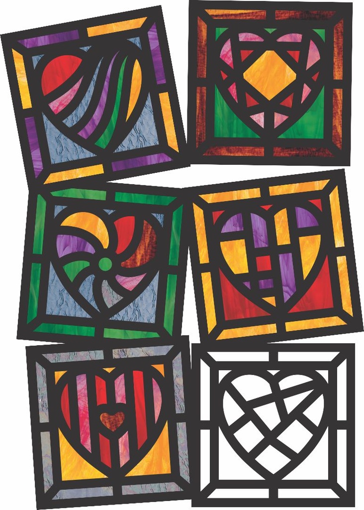 GLAS-IN-LOOD "HARTEN", SET VAN 24