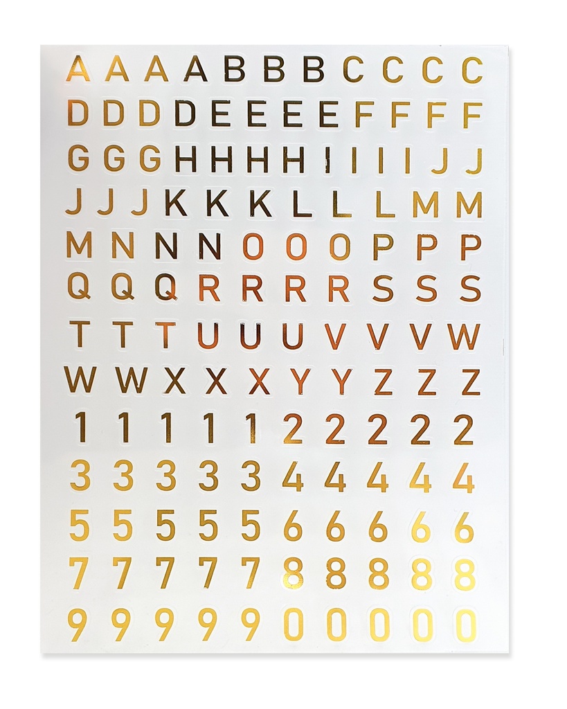 STICKERS ALPHABET ET CHIFFRES,OR