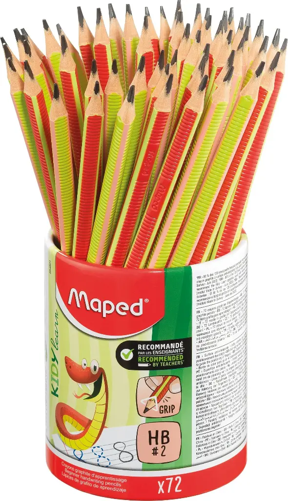 SCHWARZE BLEISTIFTE MIT GRIFF "KIDY LEARN MAPED", 72er-Topf