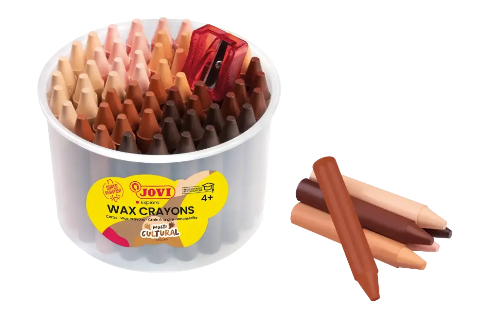 JOVICOLOR MULTICULTURAL WAX CRAYONS, POT OF 60