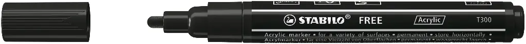 STABILO FREE ACRYLIC T300 ZWART, PER STUK