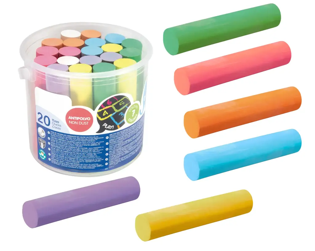 JUMBO FLOOR CHALK BRIGHT COLORS, BUCKET OF 20