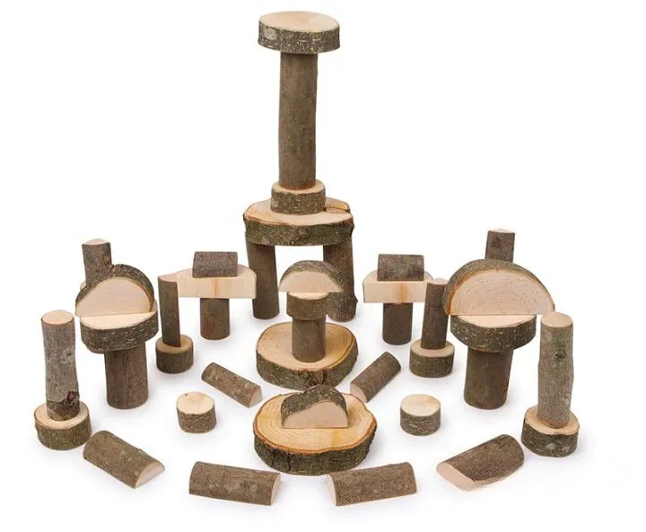 BLOS DE CONSTRUCTION BOIS BRUT, 50 PIÈCES