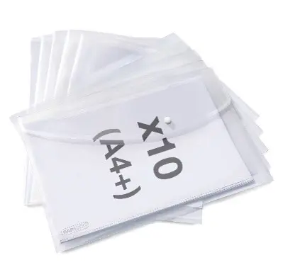 POCHETTE ENVELOPPE TRANPARENTE A4 AVEC BOUTON PRESSION