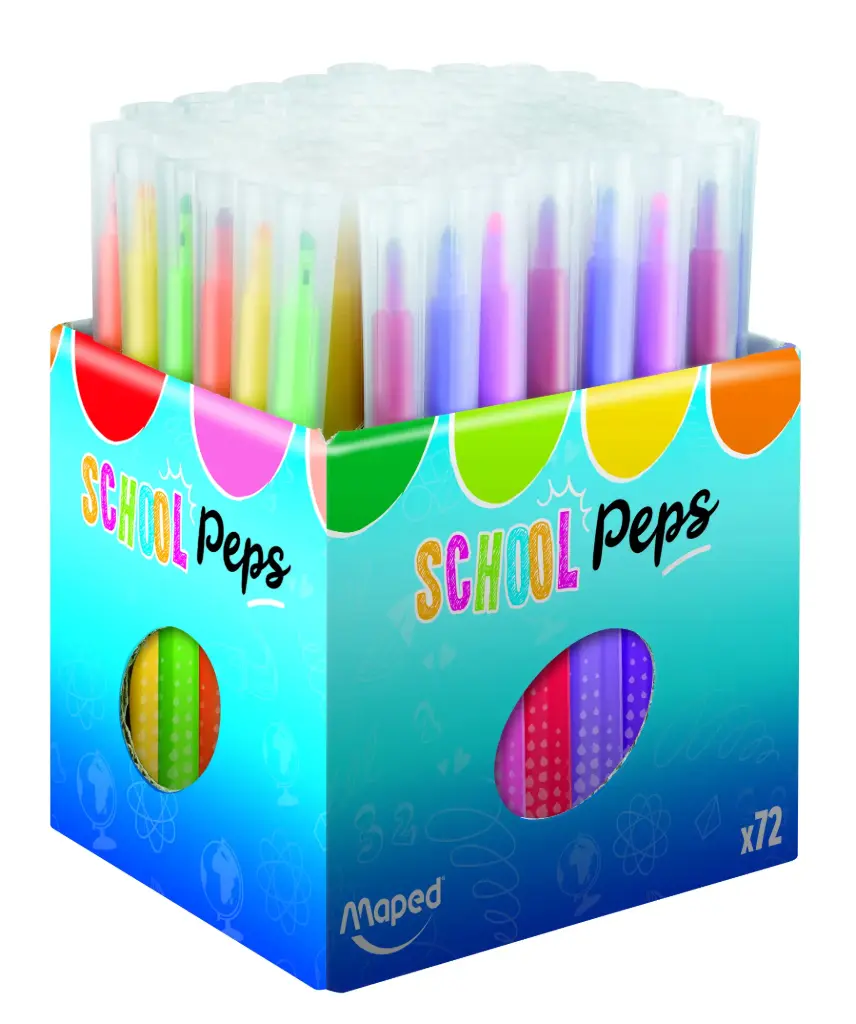 MARQUEURS SCHOOL PEPS 2, SCHOOL PACK DE 72