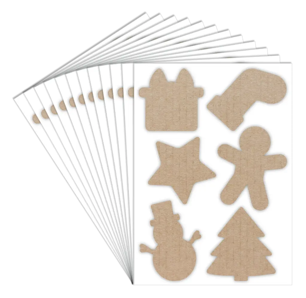 STICKERS KRAFT NOËL, 72 PCS