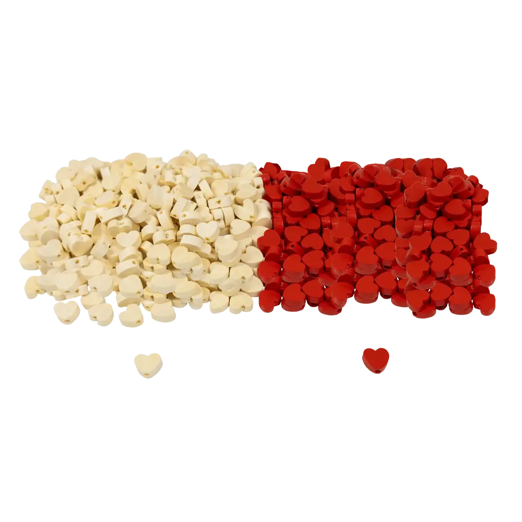 PERLES EN BOIS COEURS, 400 PIÈCES