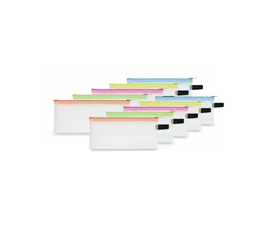 POCHETTES FOURRE-TOUT NÉON PLUMIERS, LOT DE 10