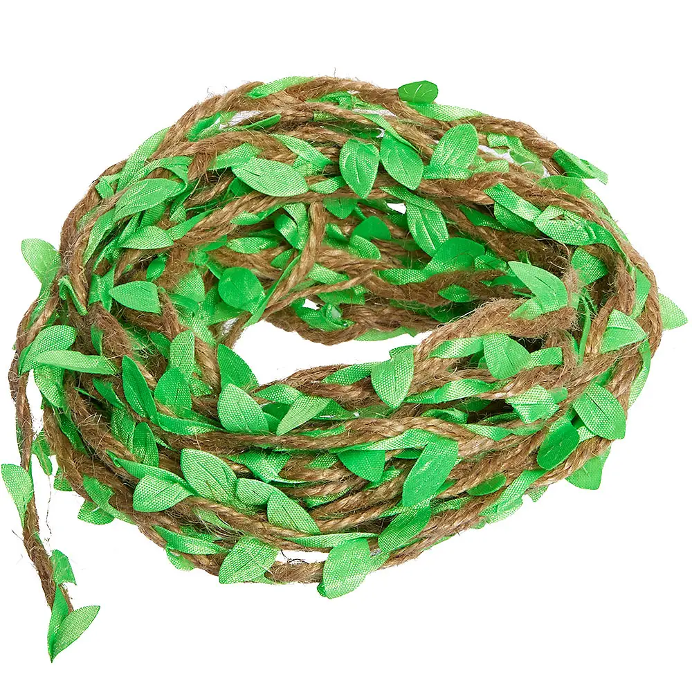 CORDELETTE EN JUTE "FEUILLES VERTES"