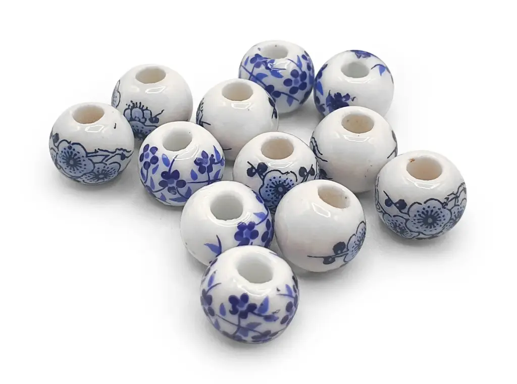 PERLES CÉRAMIQUE FLEURS ASIATIQUES, 10 PCS