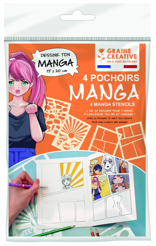 POCHOIRS MANGA, LOT DE 4