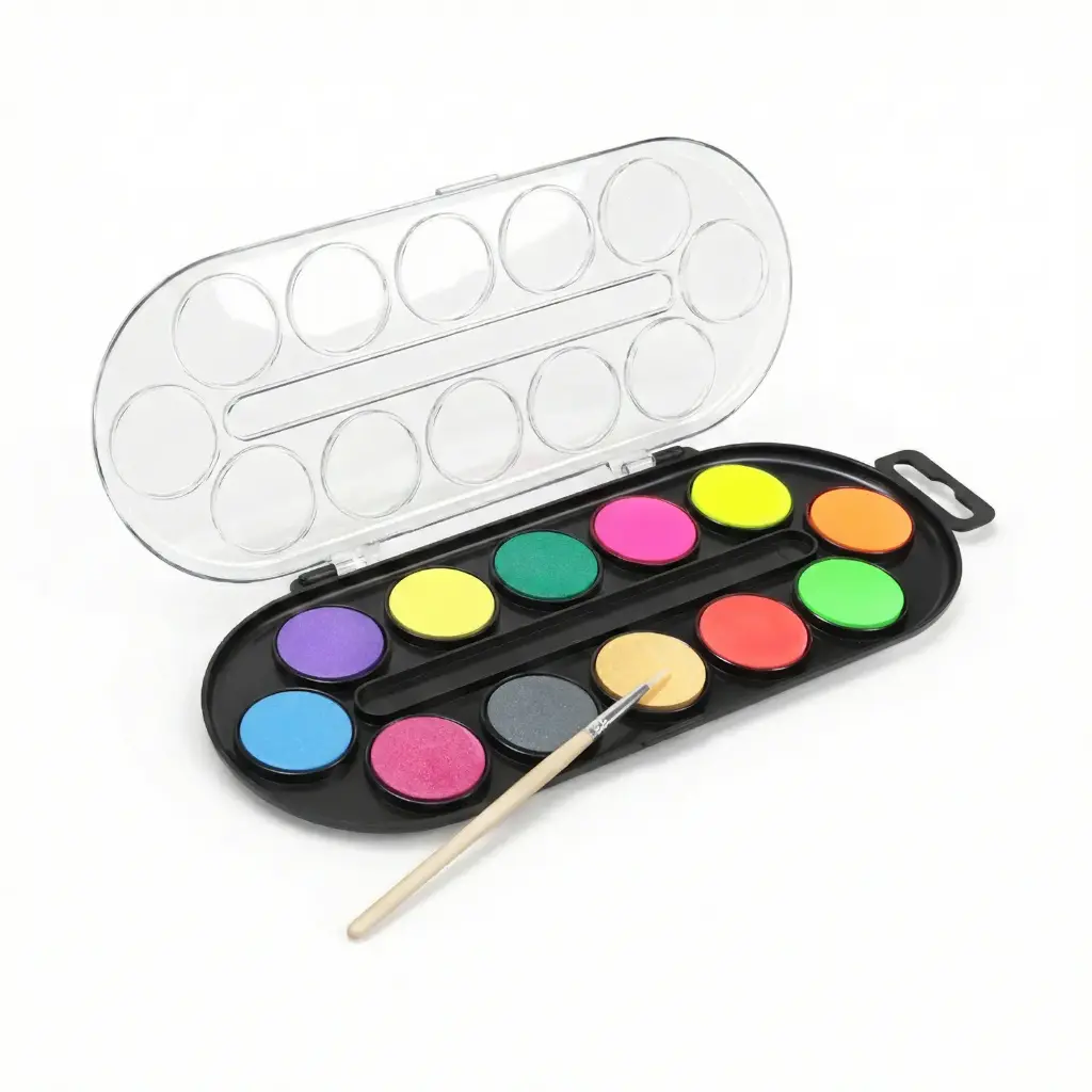 AQUARELLFARBE 12 METALL + FLUORESZIERENDE NÄPFCHEN