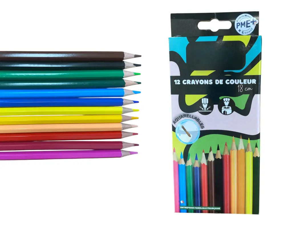 CRAYONS AQUARELLABLES, ÉTUI DE 12