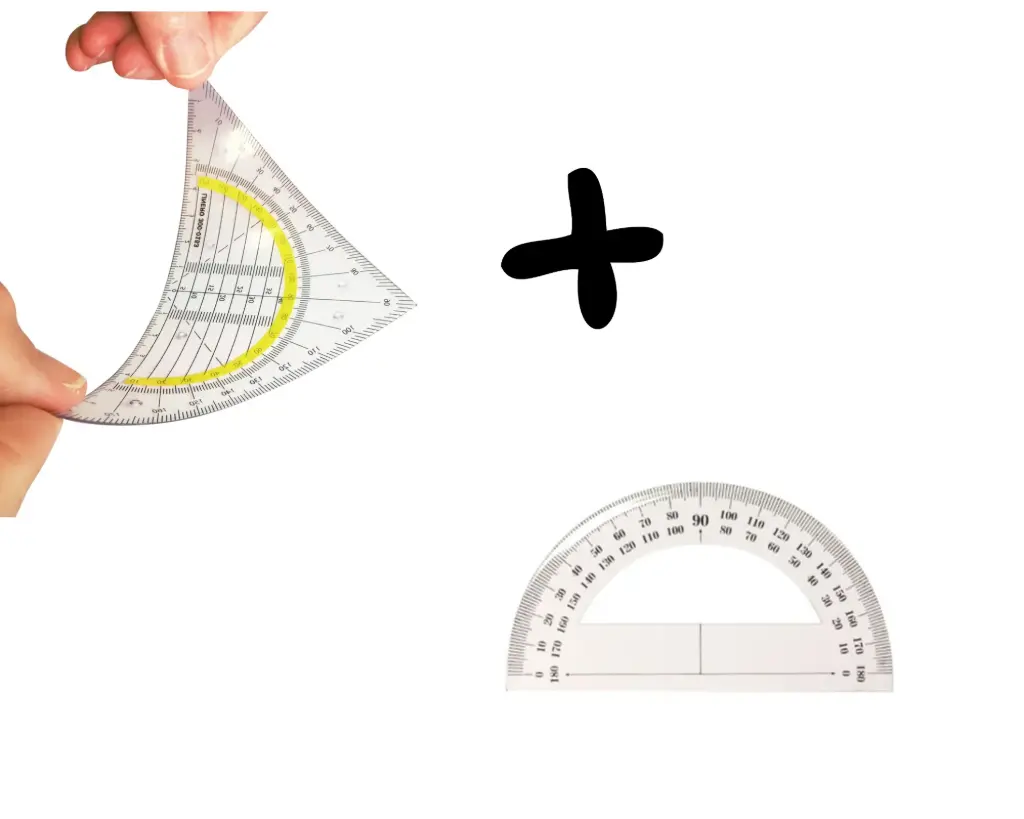 RAPPORTEUR EN PLASTIQUE + EQUERRE GEOMETRIQUE FLEXIBLE