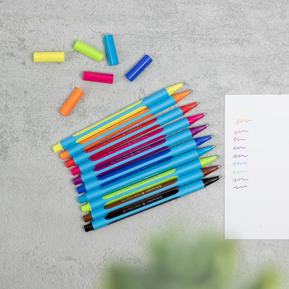 STYLO BILLE SCHNEIDER SLIDER EDGE, ÉTUI DE 8 ASS.