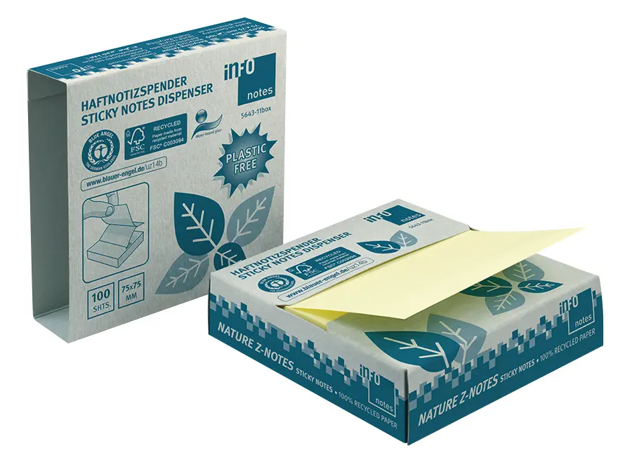 Z-NOTES ADHÉSIVES RECYCLÉES 75X75MM,100 feuilles