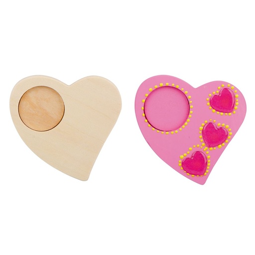 [80939] WOODEN HEART CANDLE HOLDER