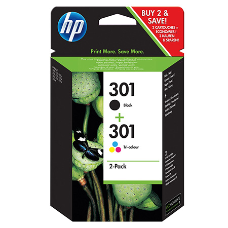 [HPN9J72AE] PAK HP301 ZWART + 3 KLEUREN