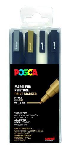 [53722] POSCA PC3M FEESTELIJKE KLEURENMARKERINGEN, DOOS VAN 4