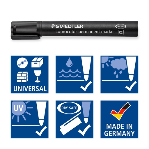 MARQUEUR STAEDTLER "DRY SAFE" BISEAUTÉ *À LA COULEUR