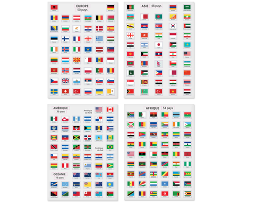 [82970] 5 CONTINENT VLAG ZELFKLEVENDE STICKERS, 4 VELLEN