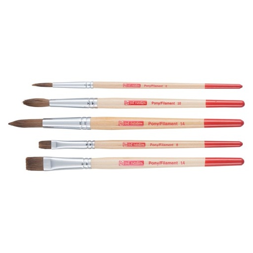 [BA054] TALENS ART CREATION PONY HAIR BRUSHES, SET OF 5