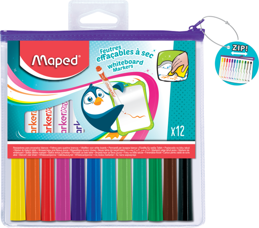 [53941] LÖSCHBARE MARKER IN FUN COLORS, ETUI MIT REISSVERSCHLUSS /12