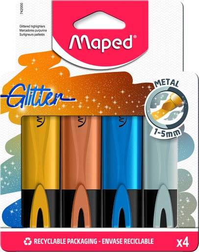 [536509] FLUOPEPS METALLIC HIGHLIGHTER, BOX OF 4