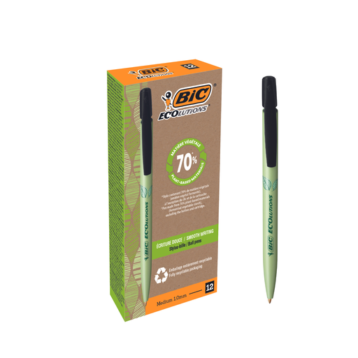 [5410] BIC ECOLUTION BLACK BALLPOINT PENS, EACH