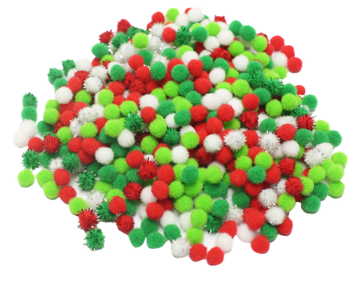 [82783] MINI CHRISTMAS POMPOMS, BAG OF 1000 PCS