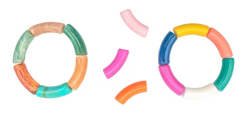 [82580] Curved Tube Beads, 18 Pieces