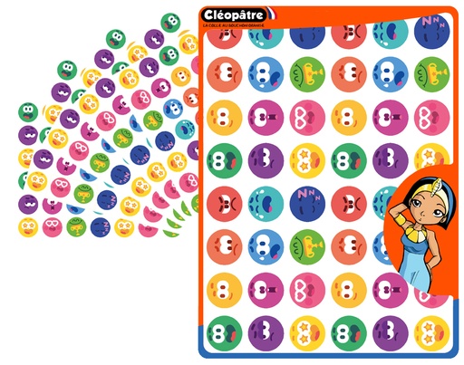 [82996] GOMMETTES ADHÉSIVES SMILEYS "FUN", 10 PLANCHES