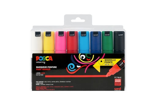 [537710] POSCA PC7M MARKERS, DOOS VAN 8 GEASSORTEERD