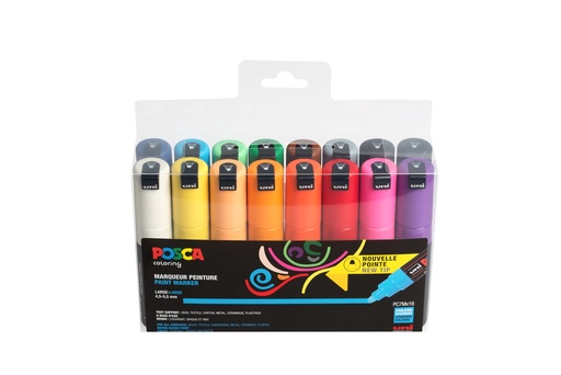 [537711] POSCA PC7M MARKERS, BOX OF 16 ASSORTED