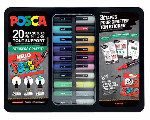 [53739] MALLETTE POSCA  STICKERS GRAFFITI