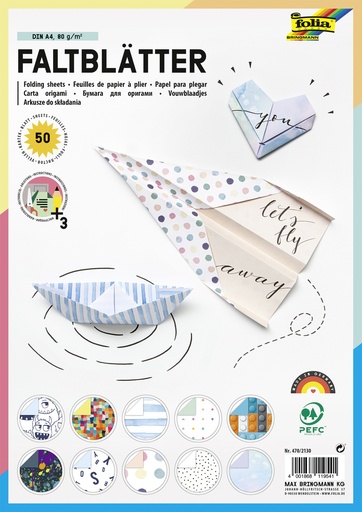 [2370] PAPIER DE PLIAGE A4, 50 FEUILLES ASS.